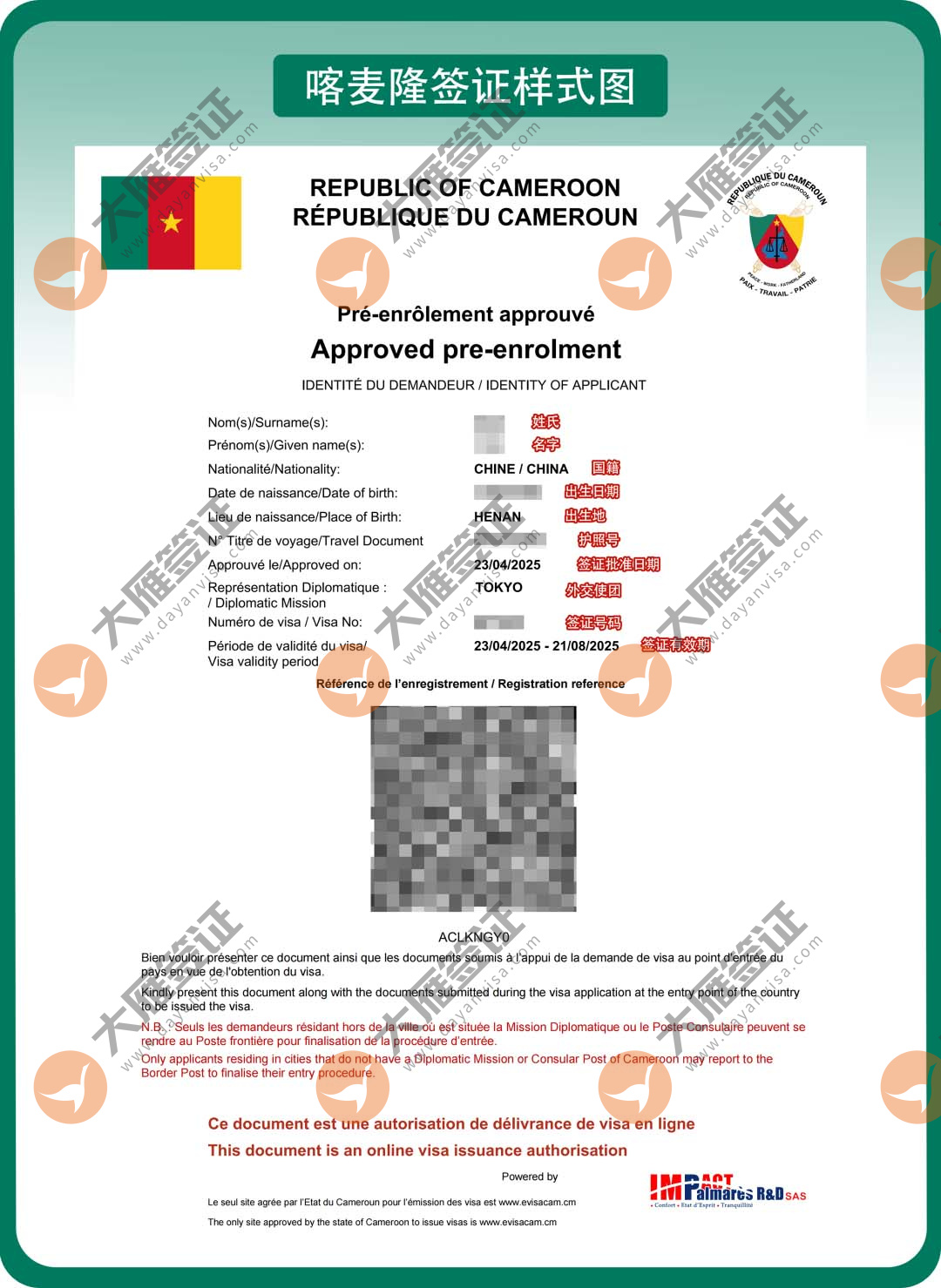 喀麦隆电子样式图