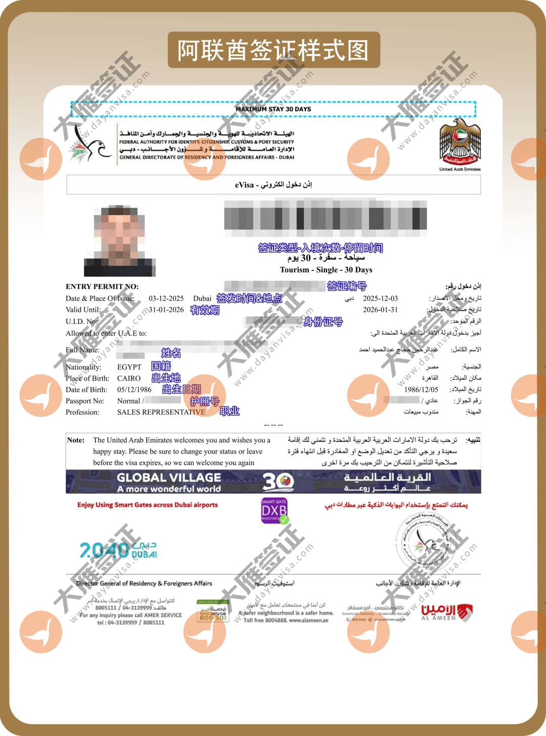 阿联酋电子样式图