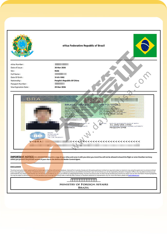 巴西展会电子签证顺利出签案例图02