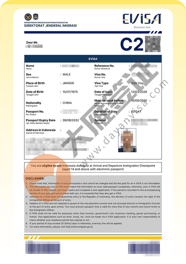 印度尼西亚C类签证批量再出签案例图06