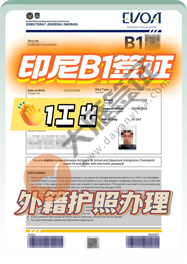 印度尼西亚B1签证批量再出案例图01