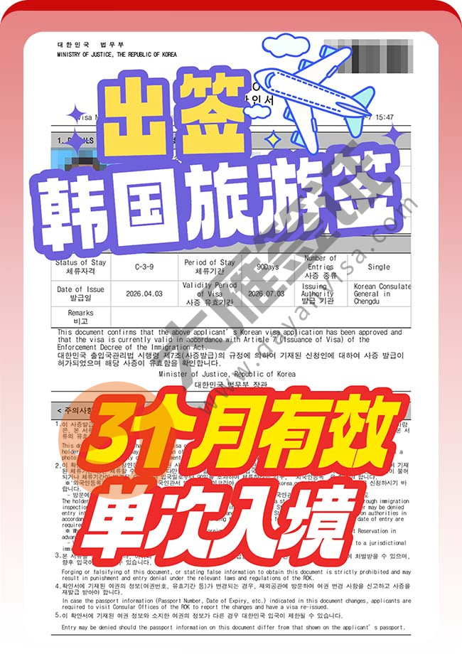 韩国旅游签证叒出签案例图