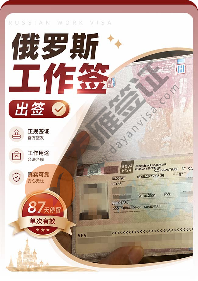 俄罗斯工作签证顺利叒出签案例图