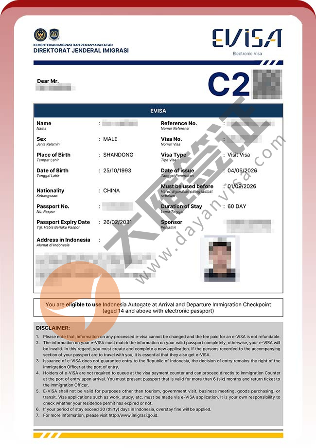 5人~印尼商务签证(C2)顺利全出案例图06