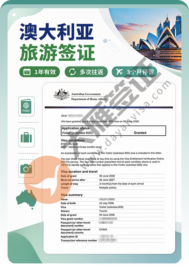 妥了！澳大利亚旅游签证出来喽~