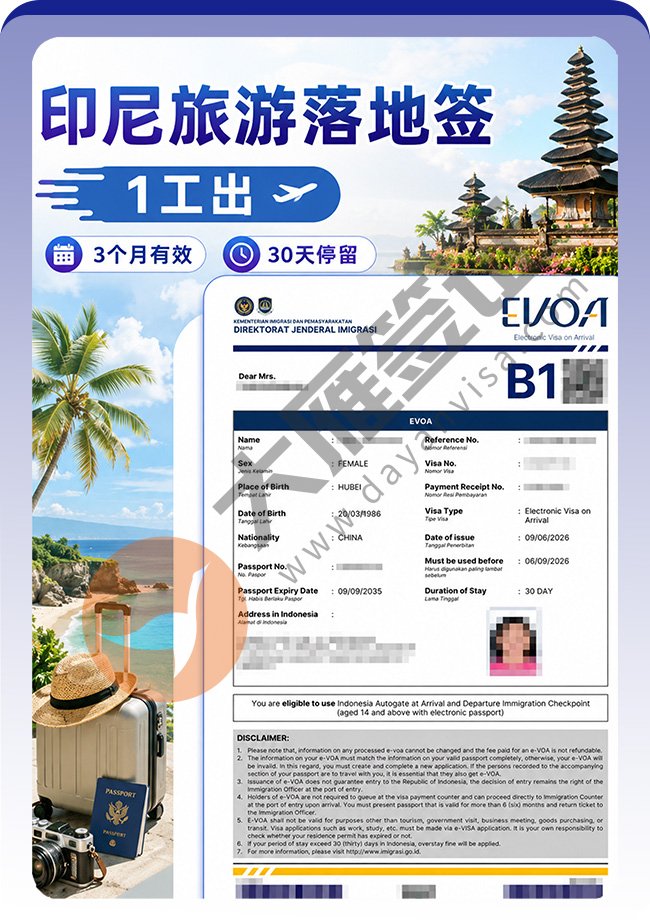 印尼旅游落地签(B1)顺利下签案例图