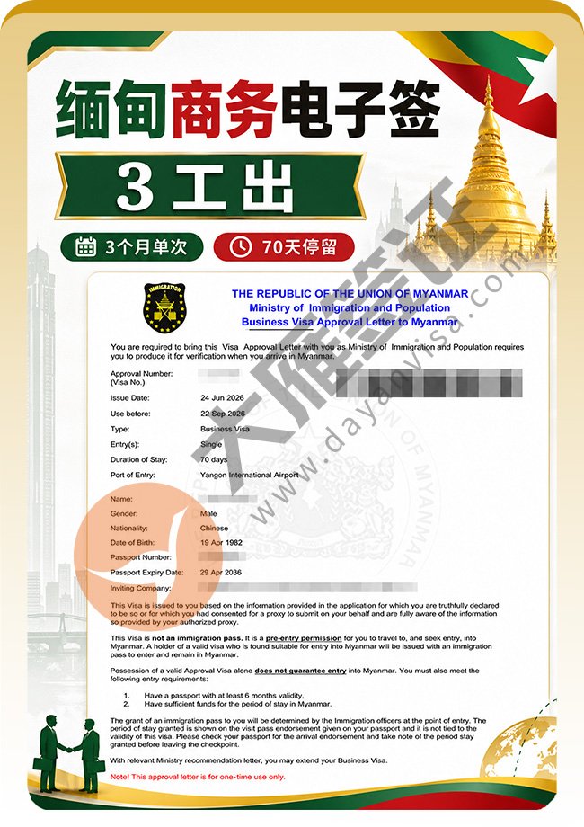 缅甸商务电子签证稳定出签中案例图