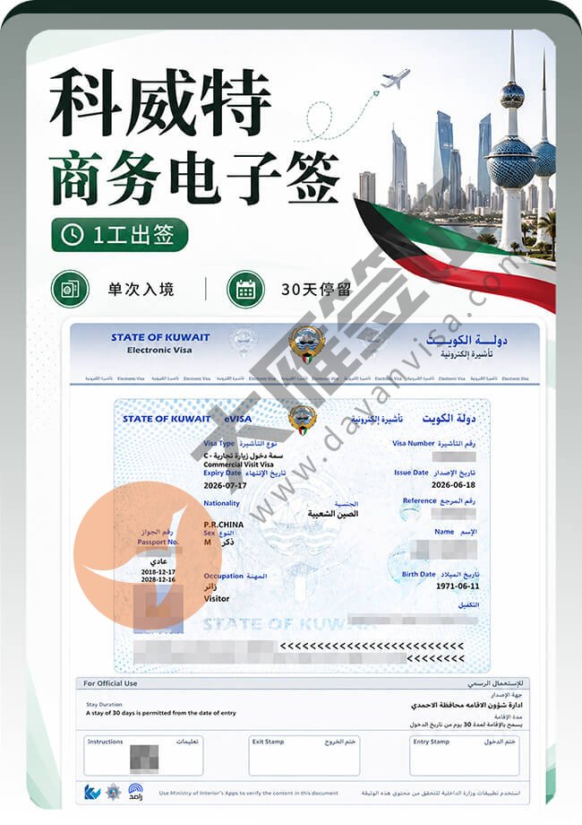 科威特商务电子签2个人的都拿到喽案例图01