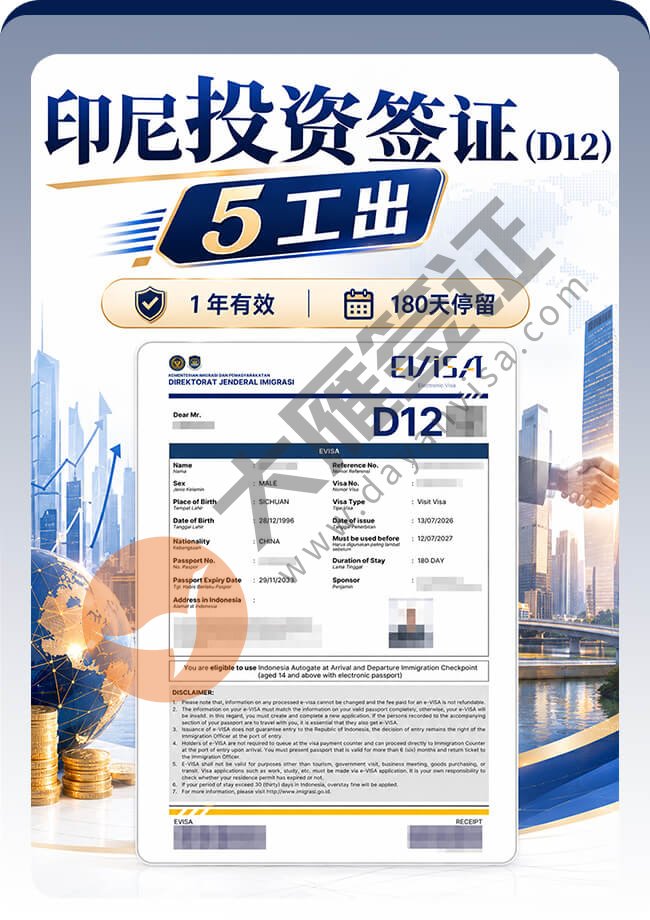 办理印尼投资签证(D12)到手妥妥的案例图