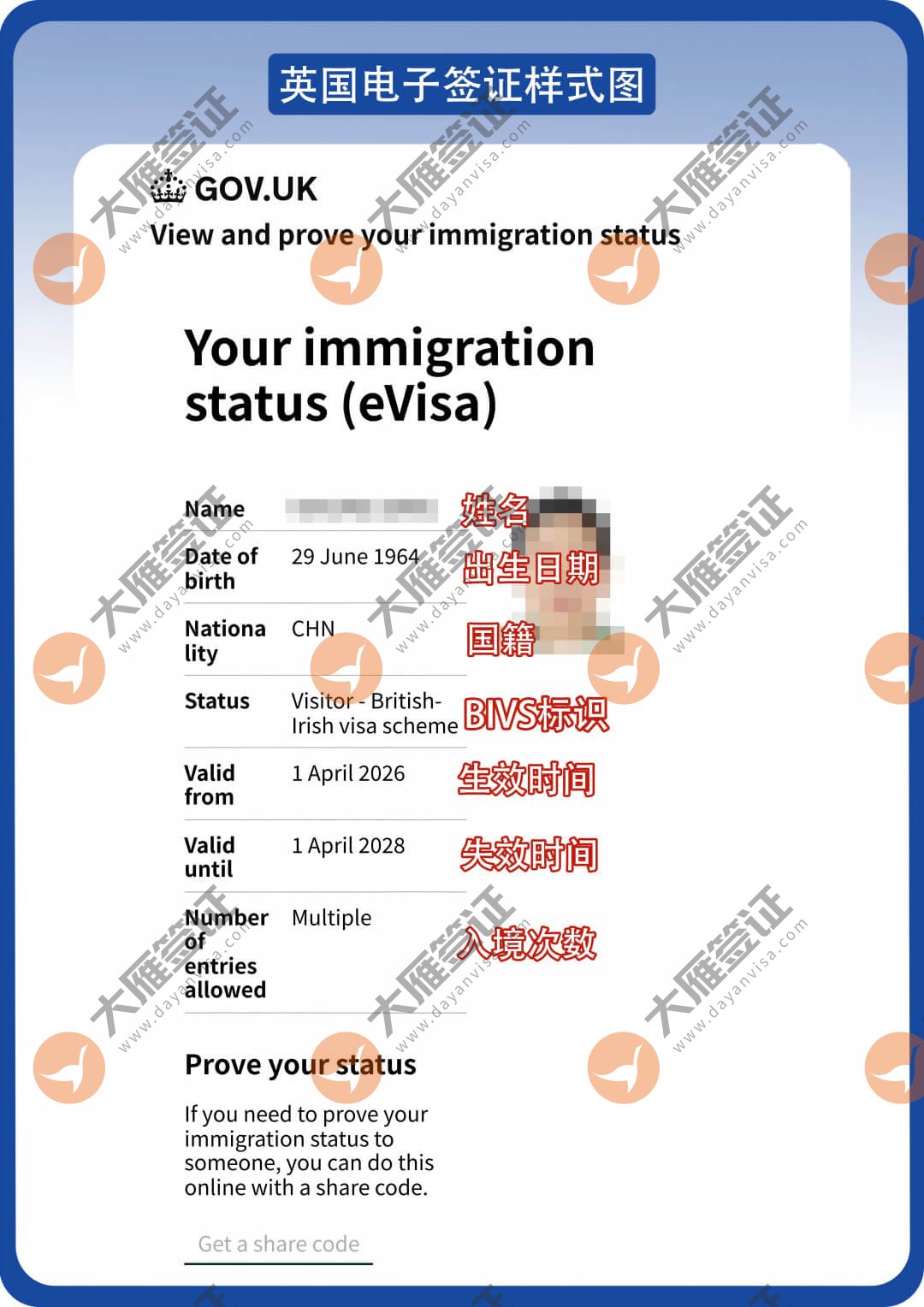 英国电子签证样式图