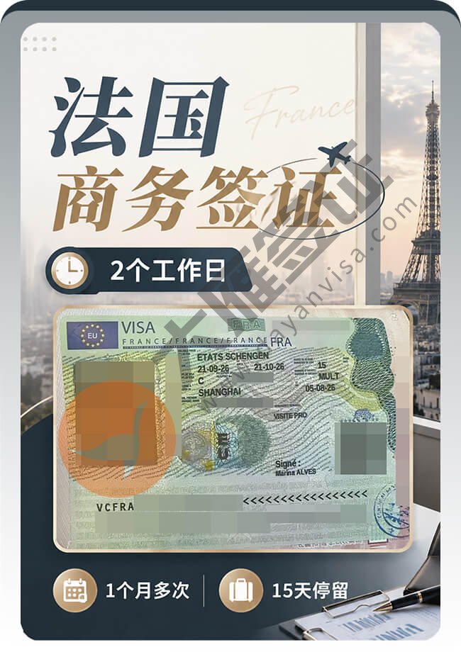法国商务签证递交后2工出签案例图