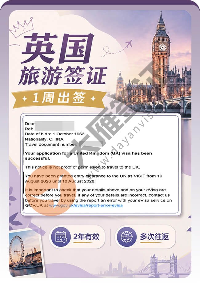 英国旅游签证出签案例图