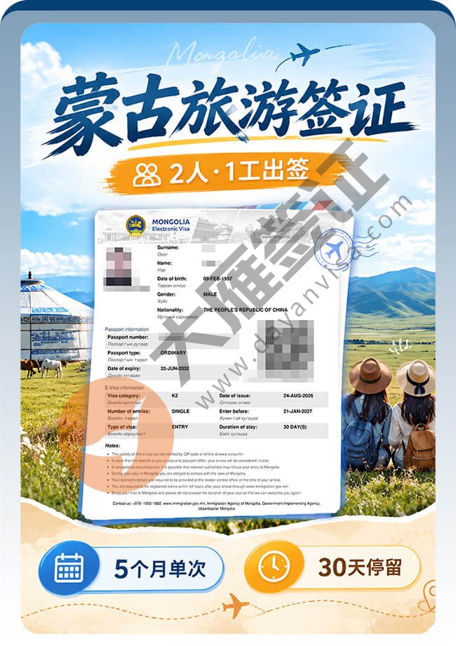 蒙古电子旅游签1工出签案例图01