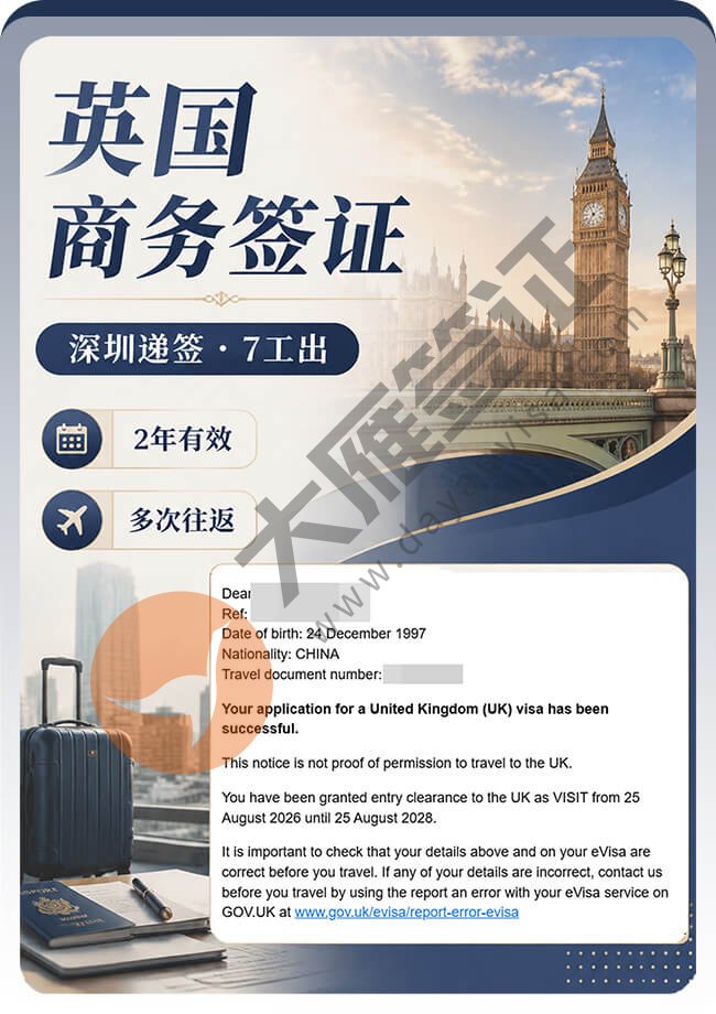英国商务签证深圳递交7工拿到案例图