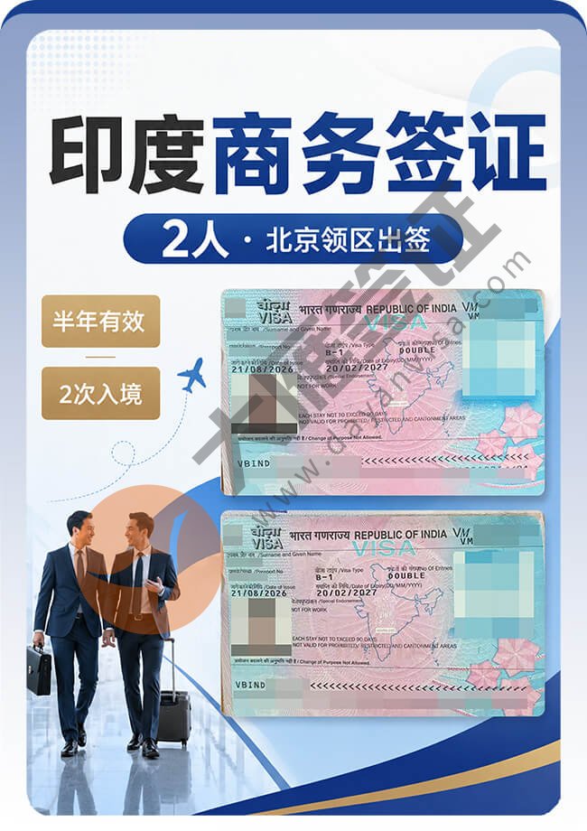 印度商务签证这次批的是2次往返案例图