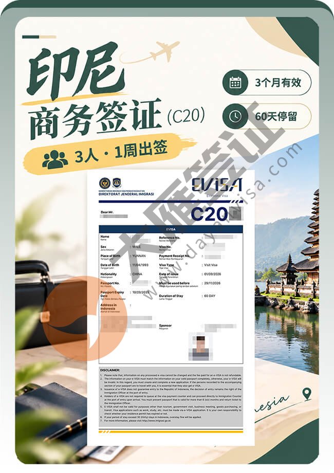 印尼C20商务签3人同行出签案例图01