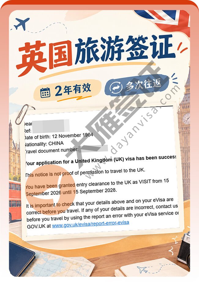 英国旅游签证2年期成功拿下案例图
