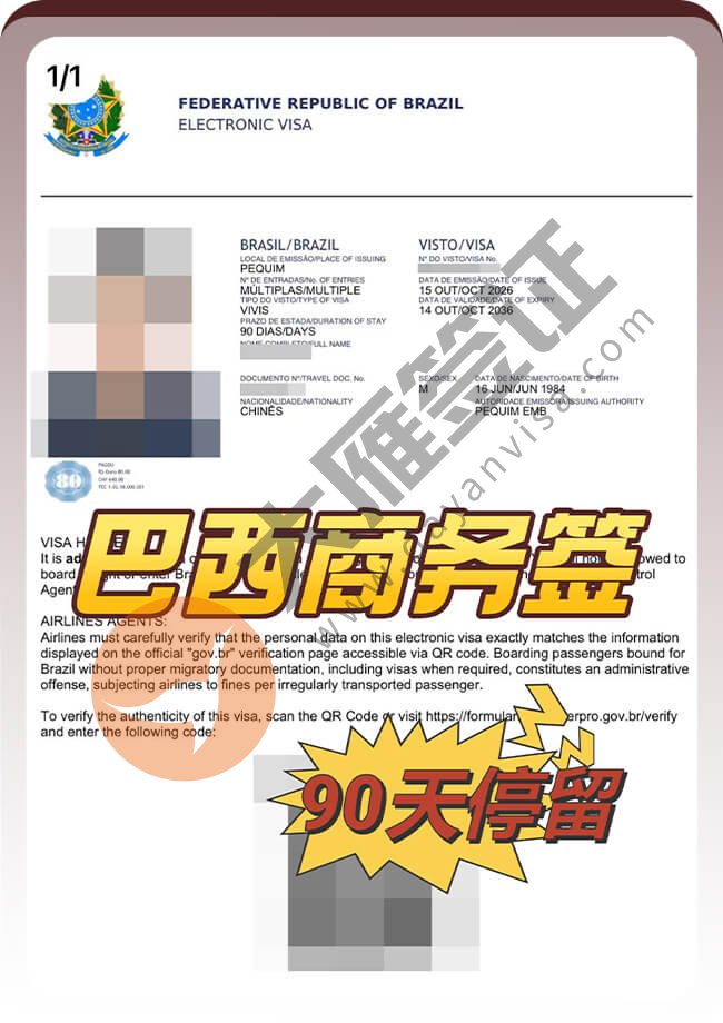 巴西商务签证拿到10年有效期案例图